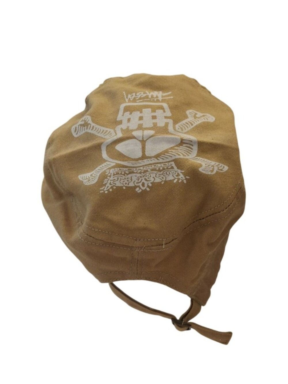 Stussy Military Cap Tan Skull Graphic Adjustable Cotton Y2K Skate Streetwear Hat - Picture 2 of 10